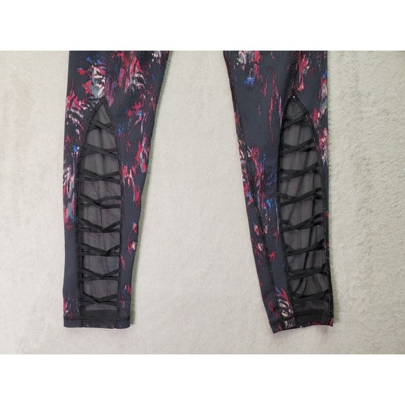 Victoria Sport Leggings Women Medium Multicolor Mesh Lace Up Panel Elastic Waist - Picture 6 of 6